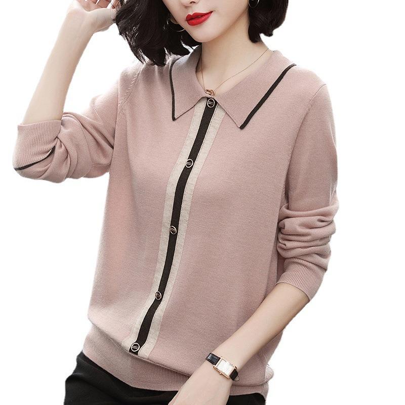 Women's Large Size Knitted Sweater Women's Loose Top Spring Mom Sweater Autumn Long Sleeve Bottom Sweater Sweater