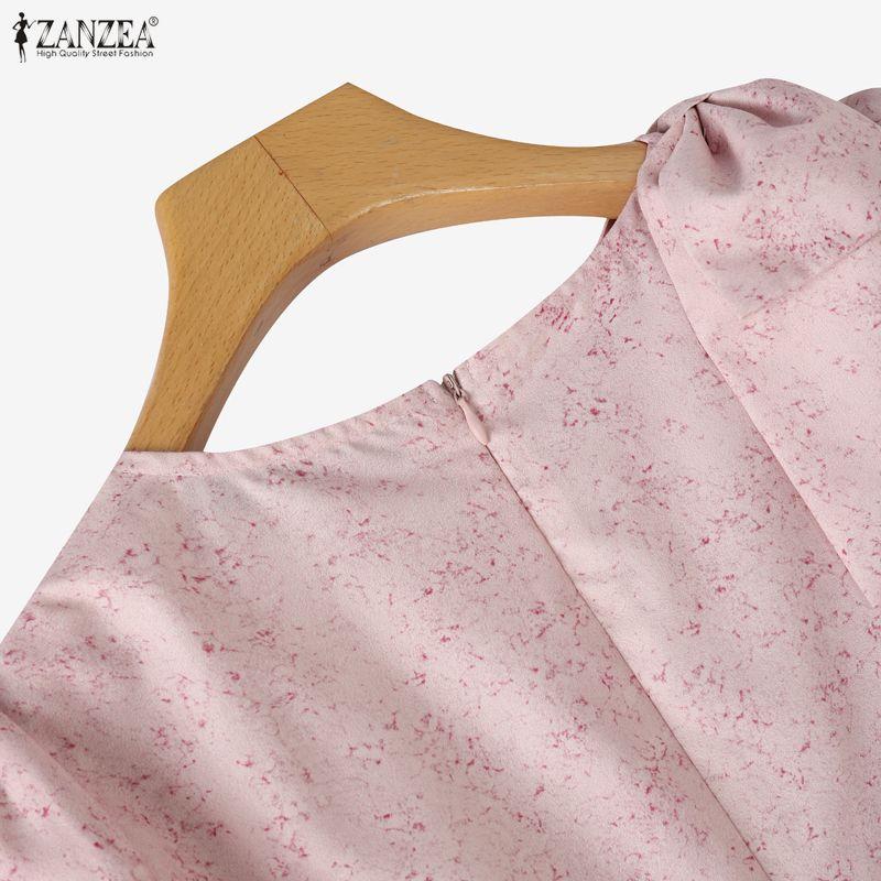 ZANZEA Dames Casual Ronde Hals Zomer Korte Mouw Print Blouse