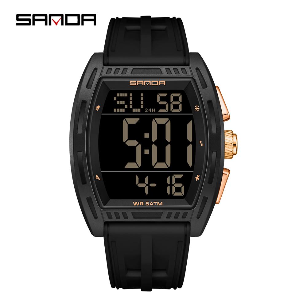 SANDA Fashion Electronic Watches for Man Multifunction Alarm Clock Luminous Calendar Chronograph Student Digital Wristwatch
