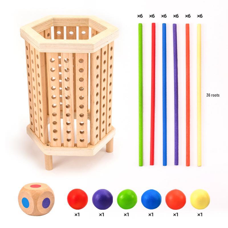 

Красочная межграничная деревянная игра с палочками и кубиками Монтессори для математики: Интерактивная настольная игрушка для родителей и детей