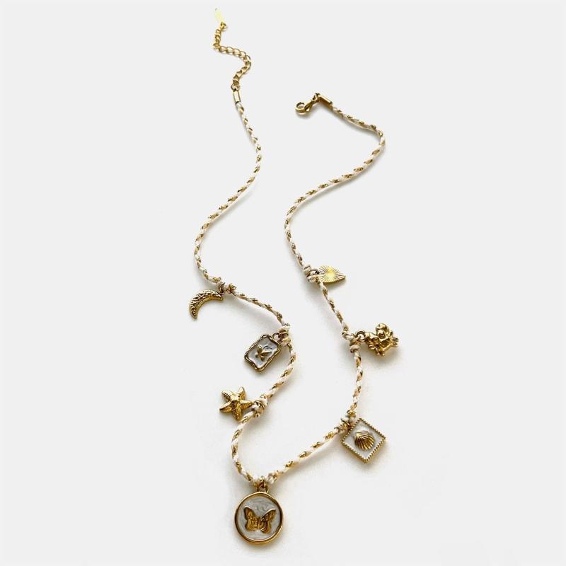 Summer Stainless Steel Necklace Sea Themed Starfish and Heart Charm Drop Oil Neckwear Enamel Jewelry Accessory