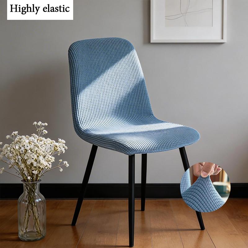 Solid Color Chair Cover Thickened Elastic Minimalist Dining Seat Cover Removable Washable Chair Slipcover Anti-dirty All Season