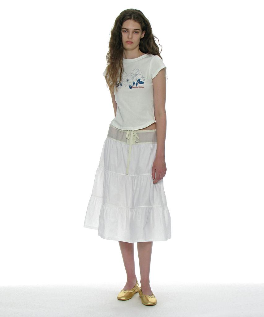 Partimento Woman Tiered Shirred Midi Skirt_Off White