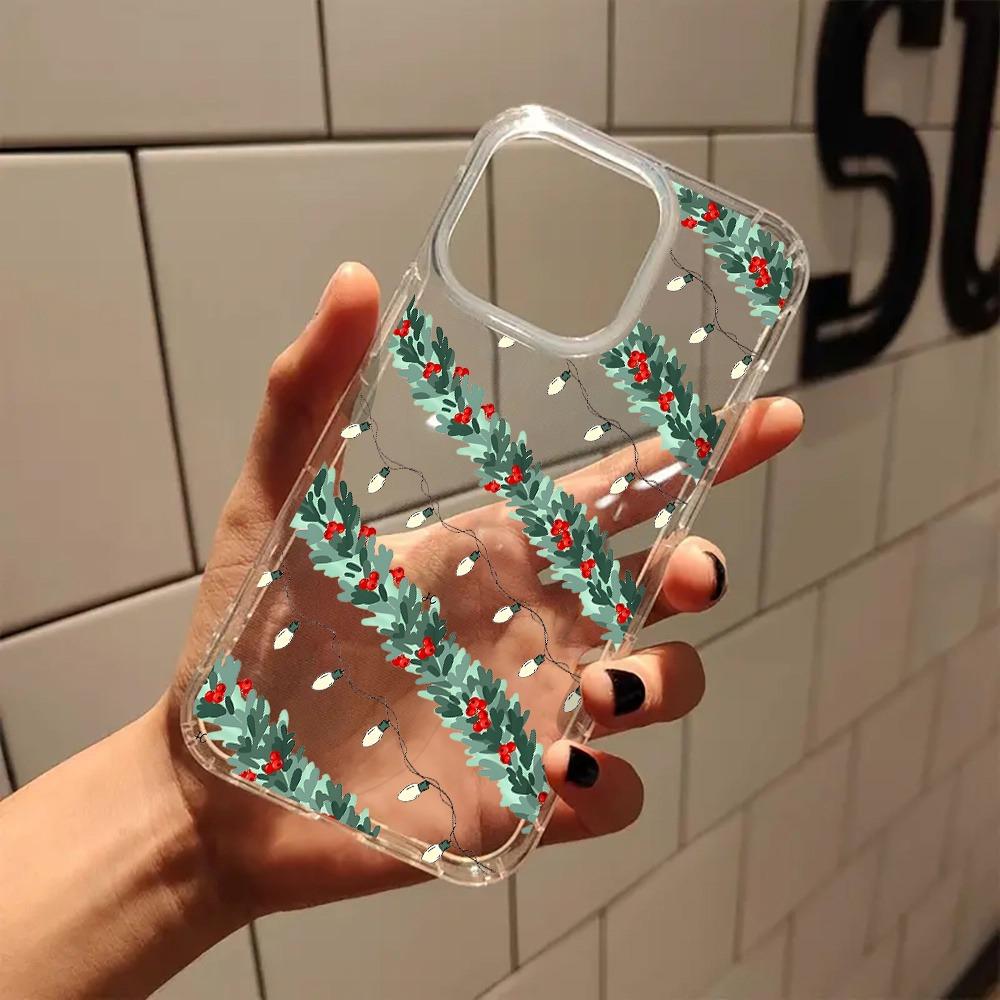 Cute Christmas Decoration Beautiful Transparent Phone Case for iPhone 17 16 11 12 13 14 15 Pro Max 7 8 Plus XR XS X Clear Cover