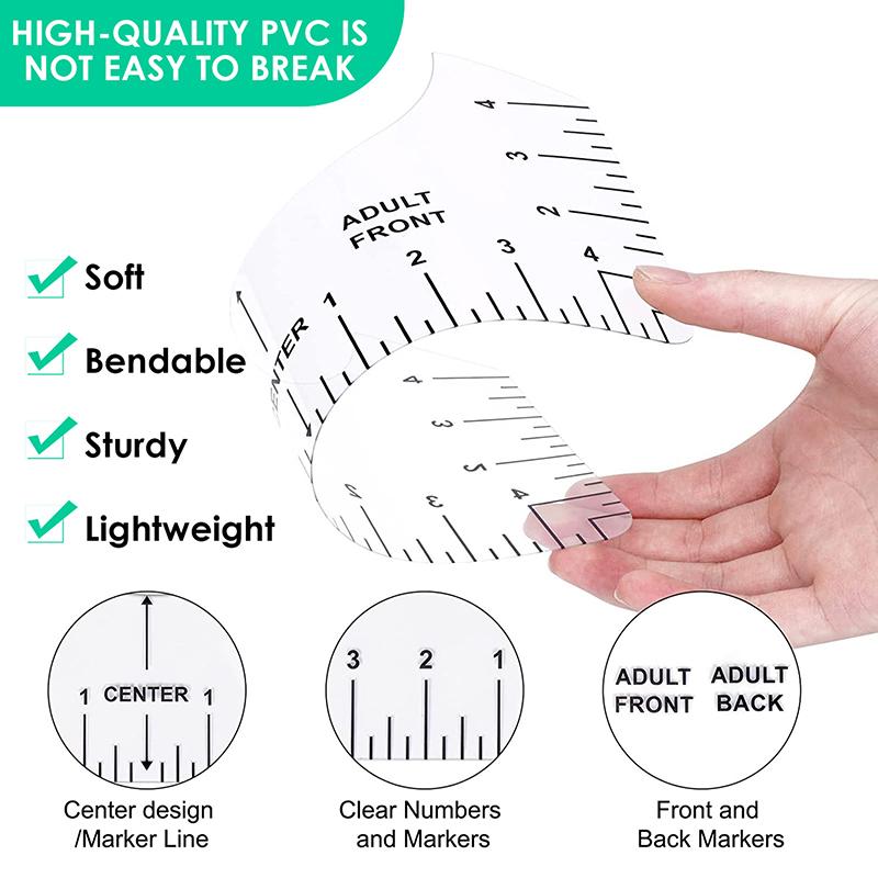 8Pcs T Shirt Ruler Guide Pvc T-Shirt Ruler To Center Designs T Shirt Alignment Tool For Adult Youth Toddler Infant
