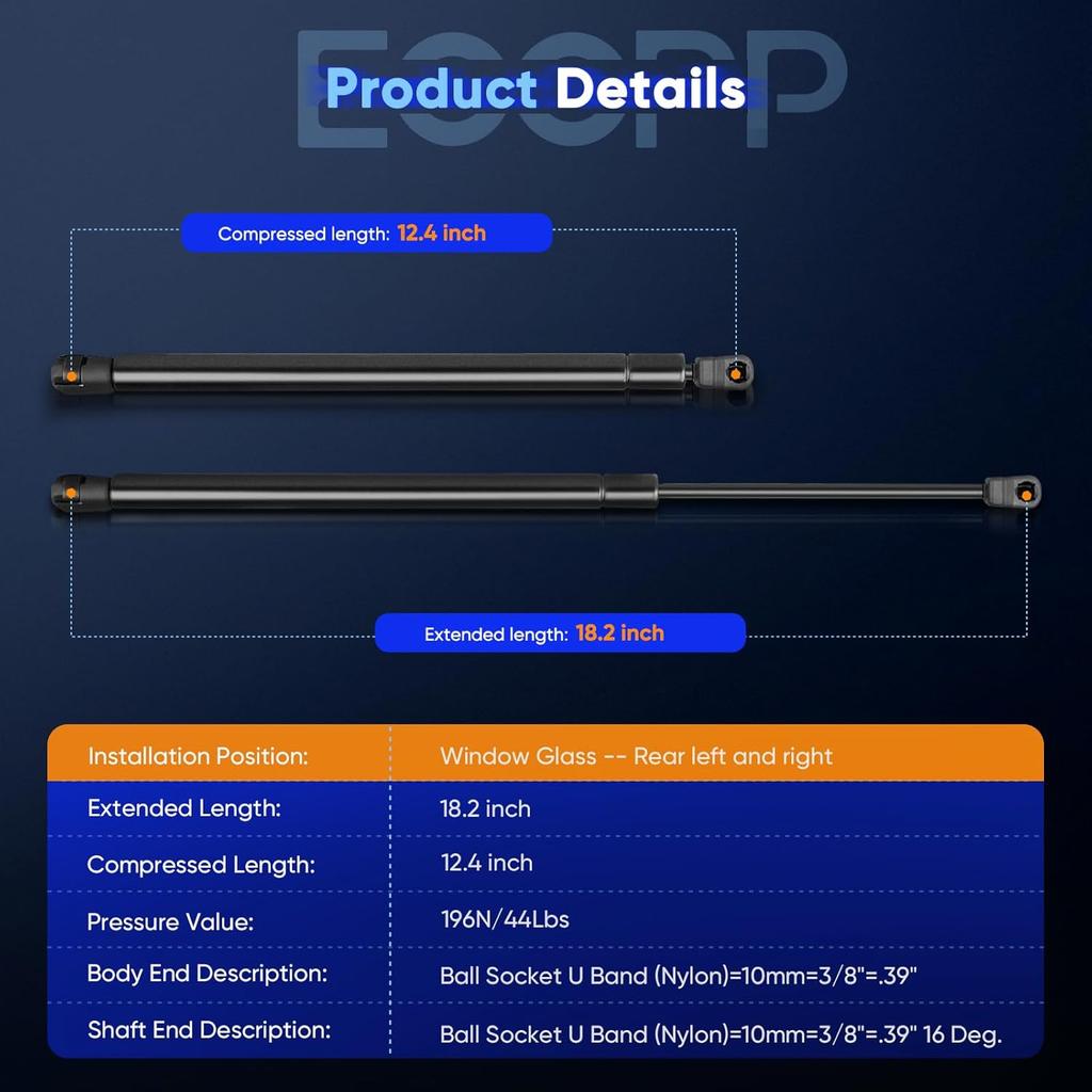 ECCPP Lift Support Window Glass Replacement Struts Gas Springs Fit for Ford Escape 2001-2007,for Mercury Mariner 2005-2007 Set of 2