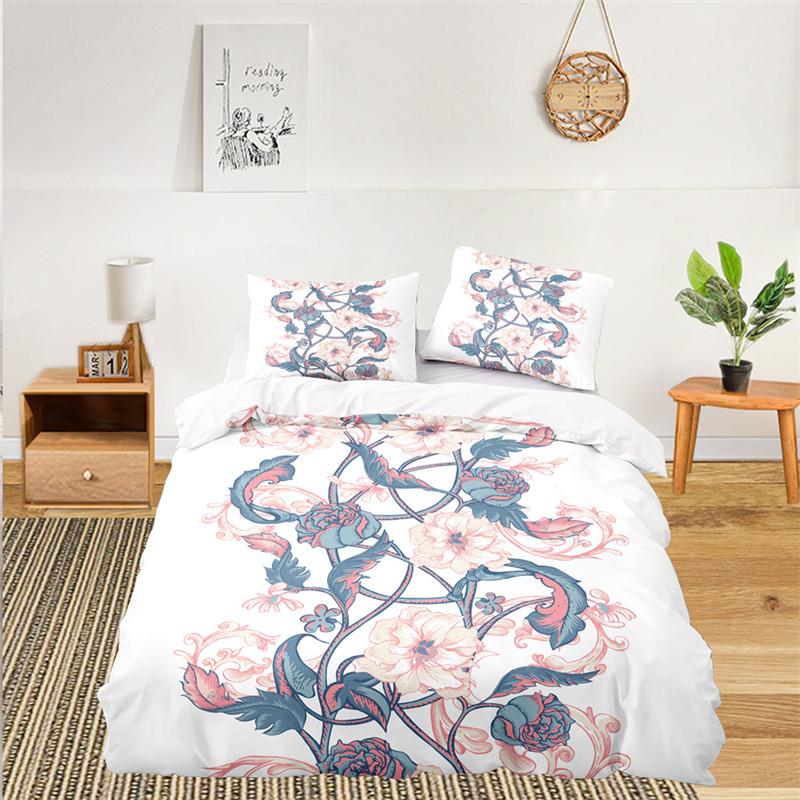 Soft Floral Bedding Set For Kids Girls Adults Leaves Flowers Branch Print Duvet Cover Set Quilt Cover Pillowcases Bedroom Decor