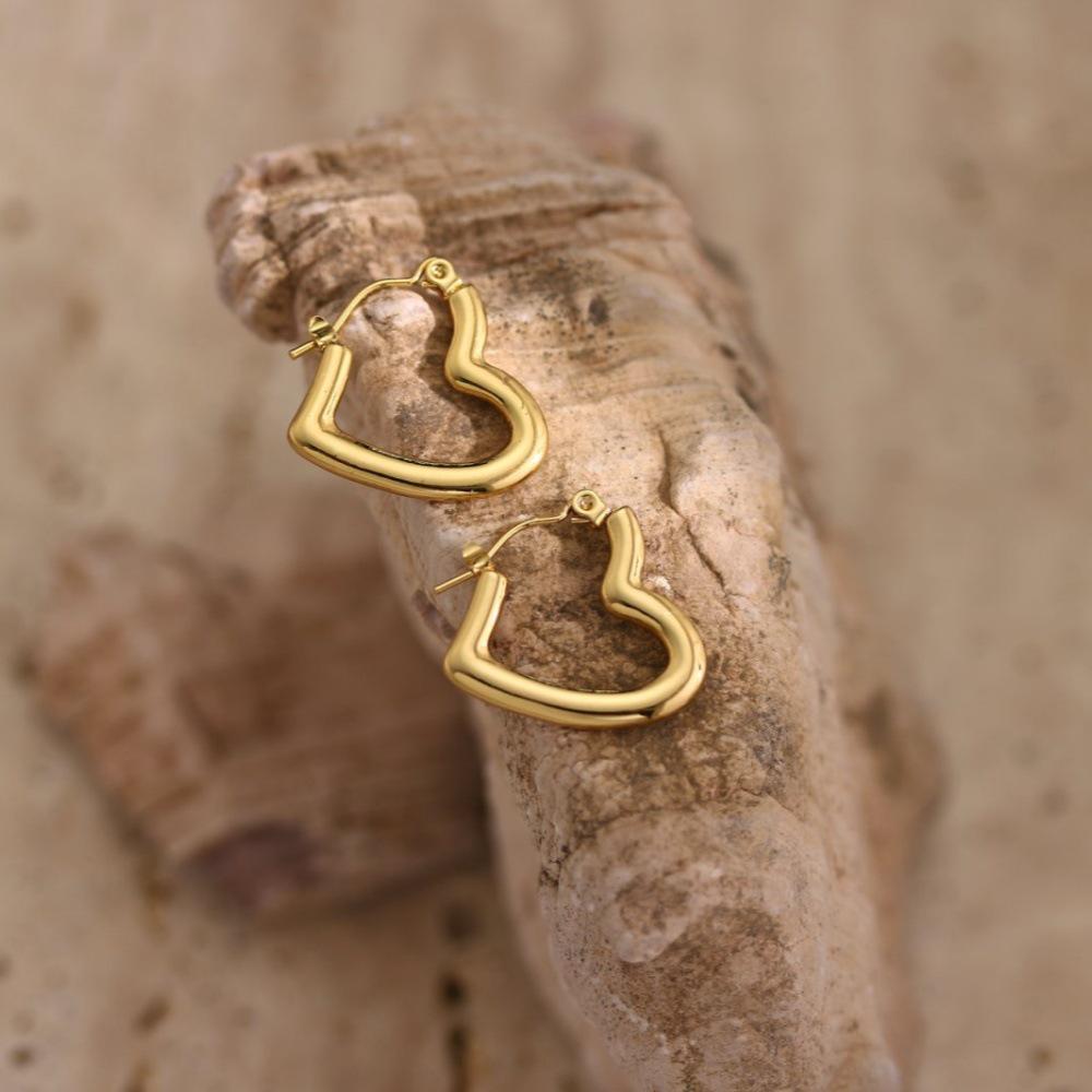 18K Gold-Plated Geometric Hammered Stainless Steel Stud Earrings