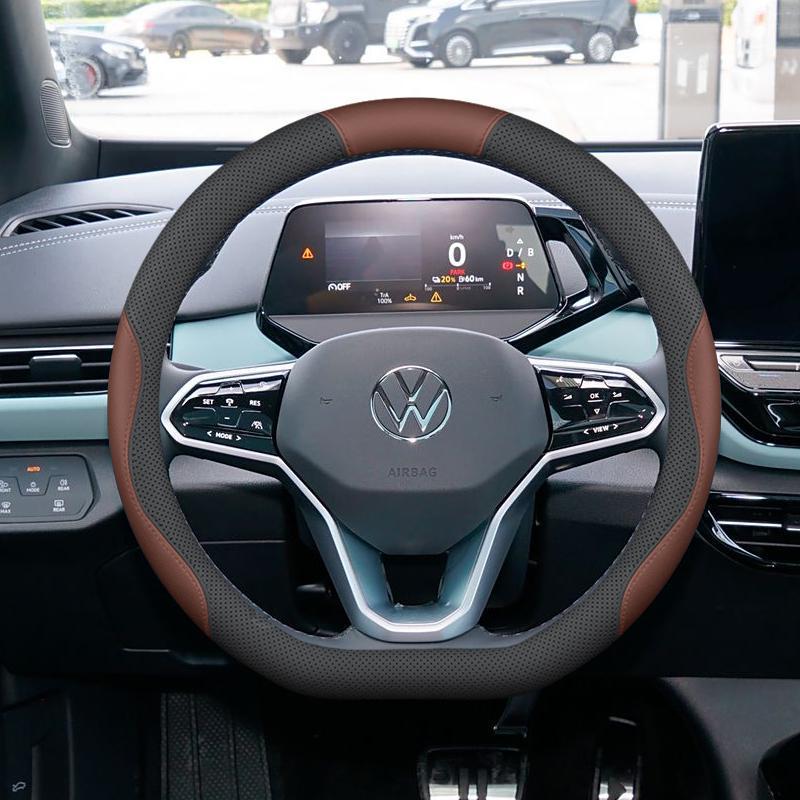 Volkswagen Tiguan L Non-Slip Steering Wheel Cover: Odor-Free, No Sewing Required, Fits 25 Models.