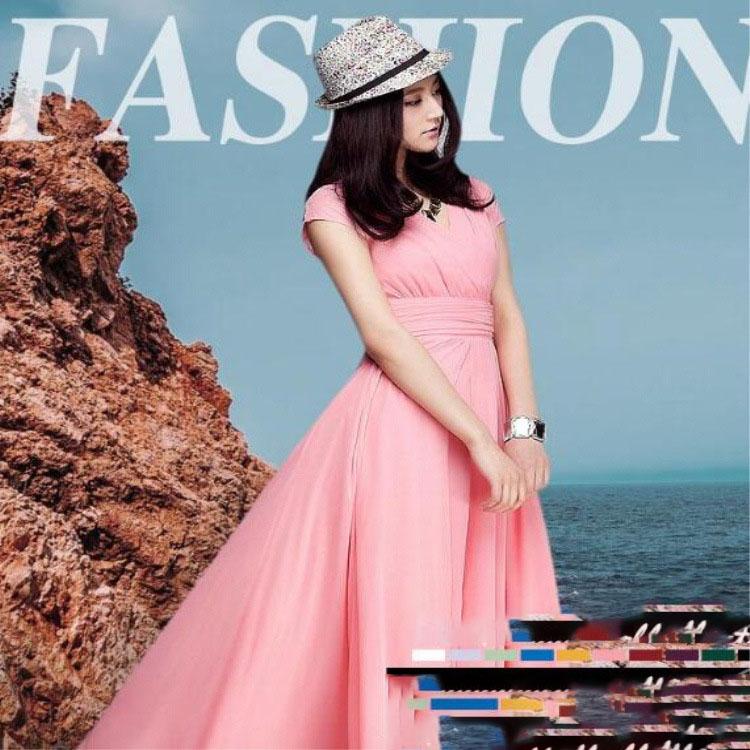 Γυναικείο Φόρεμα με Βαθύ V Λαιμόκοψη Μονόχρωμο Κομψά Φορέματα Πάρτι για Γυναίκες Κοντομάνικο Σιφόν Ψηλόμεσο Κλείσιμο Μακριά Φορέματα