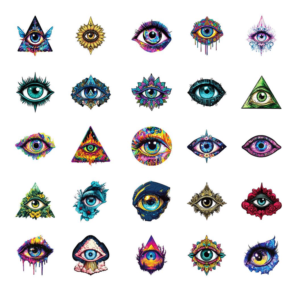 New 50 Creative Personality Demon Eye Graffiti Waterproof Decorative Stickers Premium Blue Pupil Stickers