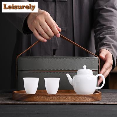 Set de ceai din porțelan Ice Specii Wihte Jade, set creativ de ceai, 1 oală, 2 căni, aparat de ceai, picnic, set de ceai de călătorie, pliculețe portabile, tacâmuri