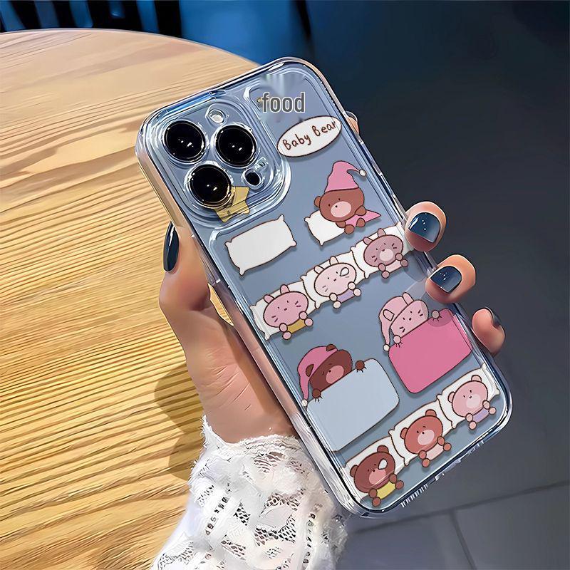 

Transparent Cartoon Animal Sleeping Cover for Apple 17 Pro Max/14/15/16/XS/13 Pro Apple 14 Plus