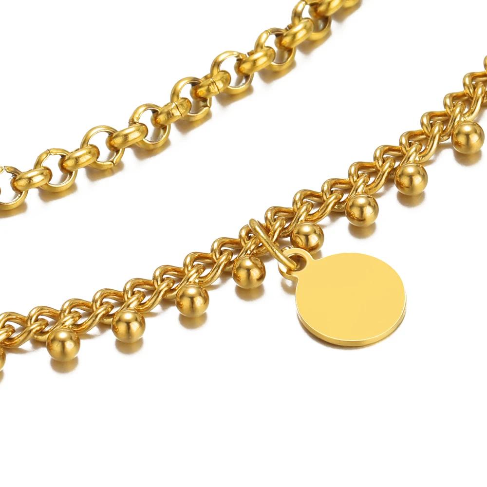20/50Pcs Stainless Steel Vacuum Gold Color Blank Disc Charms Tags Pendants DIY Bracelet Necklace Jewelry Making Finding Supplies