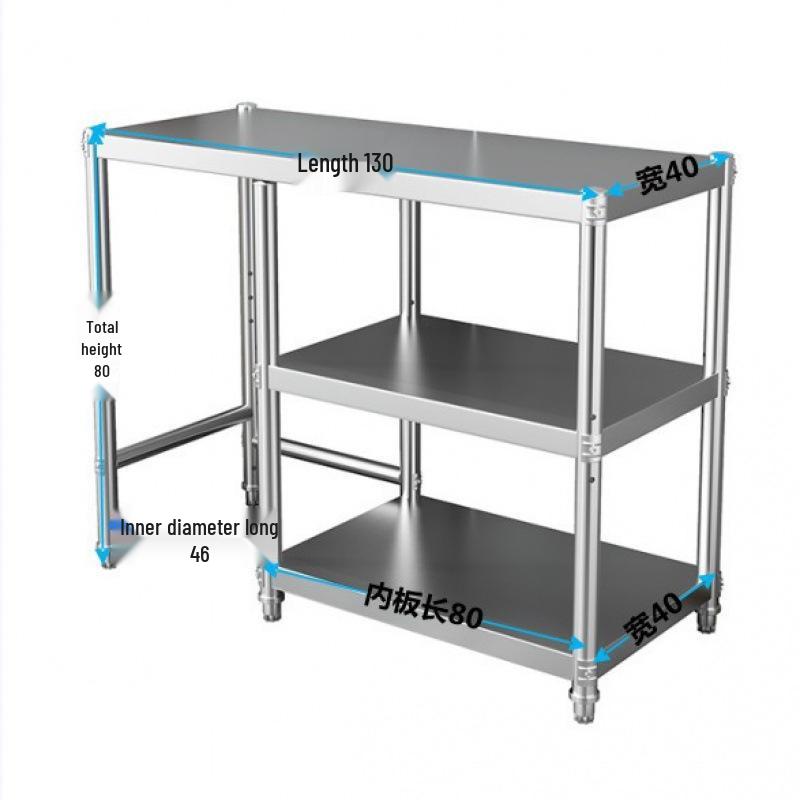 Stainless Steel Three-Tier Kitchen Storage Rack for Gas Cylinder, Stove, and Chopping Board