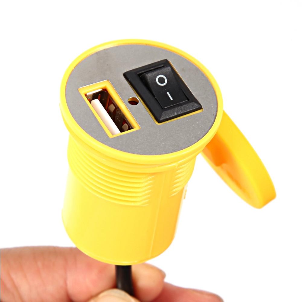Motorcycle Handle Bar Phone Holder Waterproof USB     12V with   (Yellow)