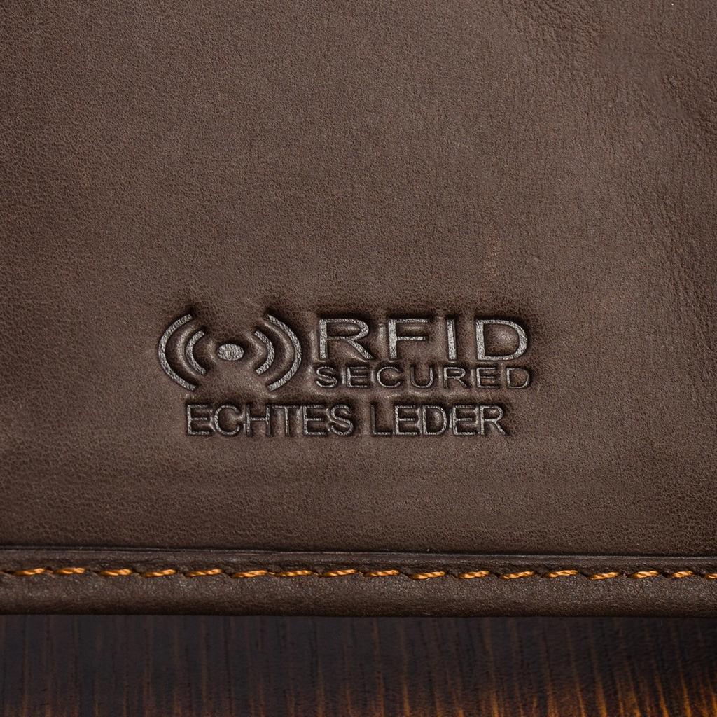 Portfel męski skórzany pionowy brązowy mały Beltimore RFiD L52