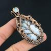 Handmade Tree of Life Copper Wire Wrapped Pendant Dendritic Opal & Moonstone Gemstone Pendant Jewelry for Women