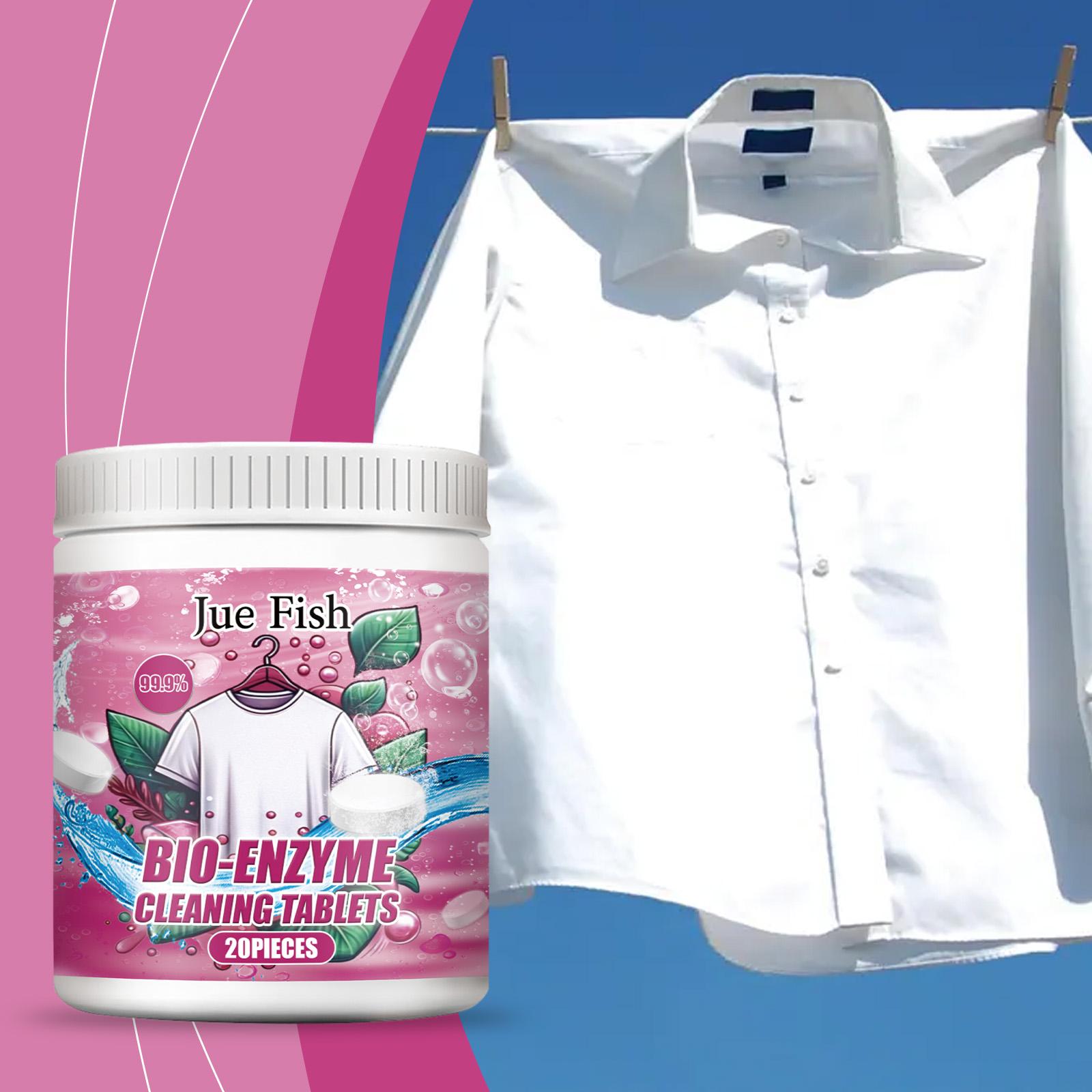 Bio Enzyme Cleaning Tablets Strong Decontamination Remove Stubborn Dirt Prevent Clothing Fading Whitener Clothing Stains Remover 20pieces