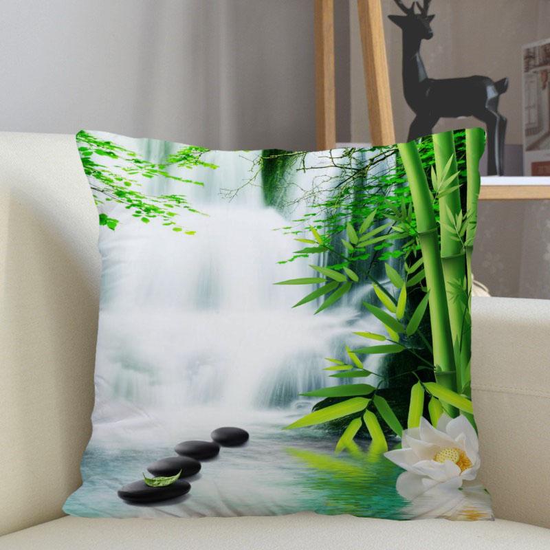 Musife Green Bamboo Pillowcase Custom Square Pillow Cover Case Zipper Pillowcase 35X35,40X40,45X45Cm Drop Shipping 12.15
