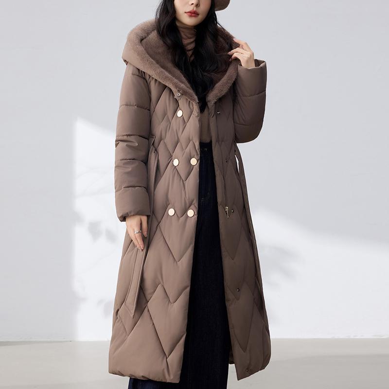 Sleeves Detachable Fashion Woman Parkas Winter Long Coats With Belt Hooded Thick Female Jackets