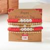 Love Heart Soft Clay Bracelets Set For Women With Pink Acrylic Letter Beads Hand Jewelry Gift