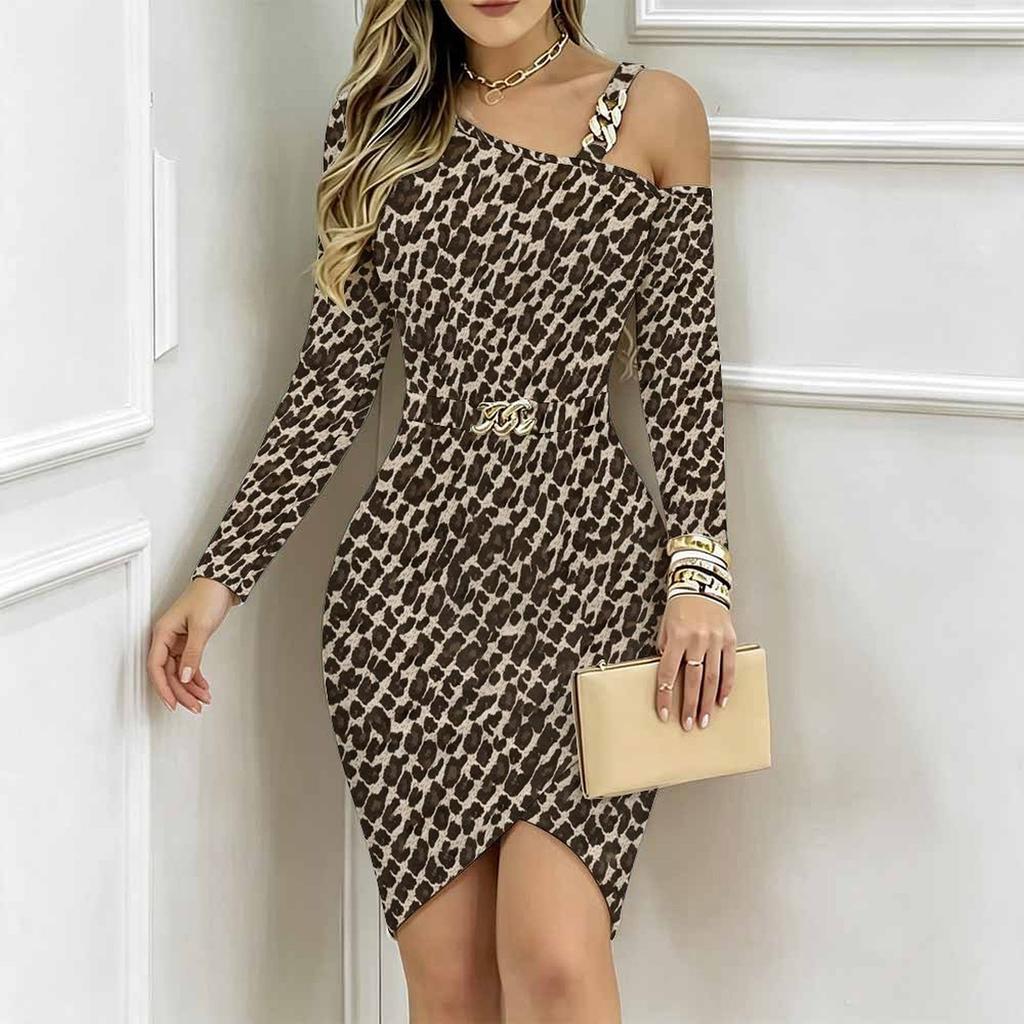 Women Plus Size One Cold Shoulder Long Sleeve Rainbow Zebra Print Irregular Wrap Bodycon Midi Dress
