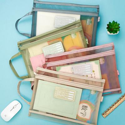 A4 Schreibwaren-Aufbewahrungstasche Große Kapazität Transparente Kosmetik-Make-up-Tasche Doppellagige Organizer-Tasche Aktenordner