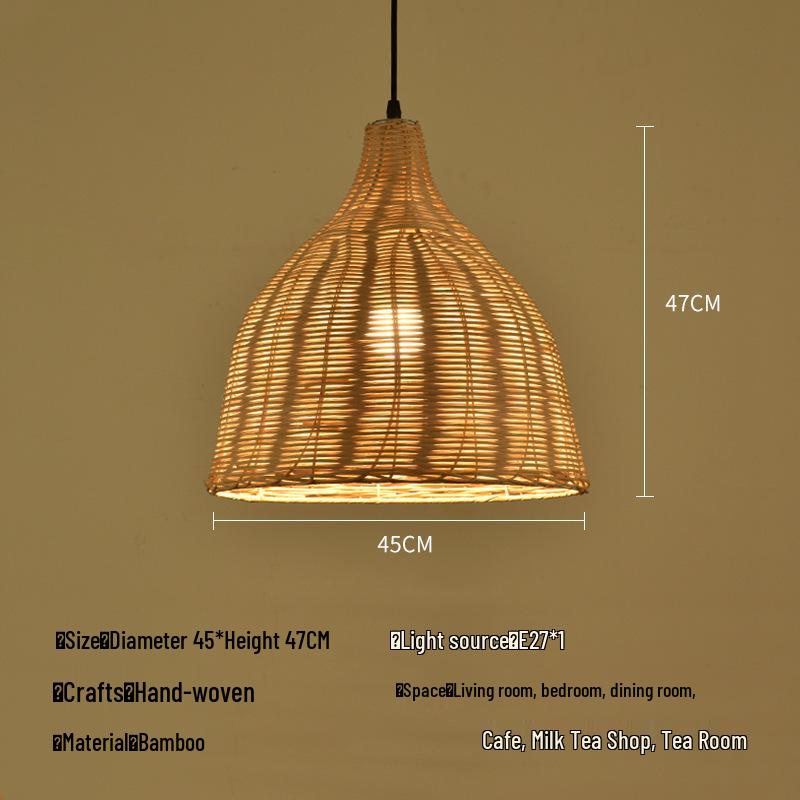 A8L Bamboo Pendant Lamp: New Chinese Zen Style, Rattan Woven Design, Ideal for Tea Rooms, Dining Areas & Teahouses with Japanese Antique Touch.