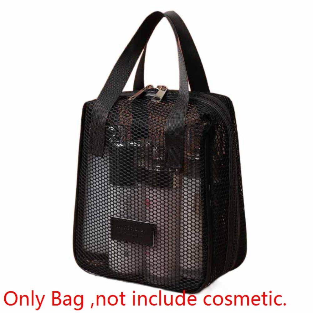 Solid Color Mesh Cosmetic Bag Large Capacity Pillow Makeup Pouch Transparent Makeup Bag  Lady