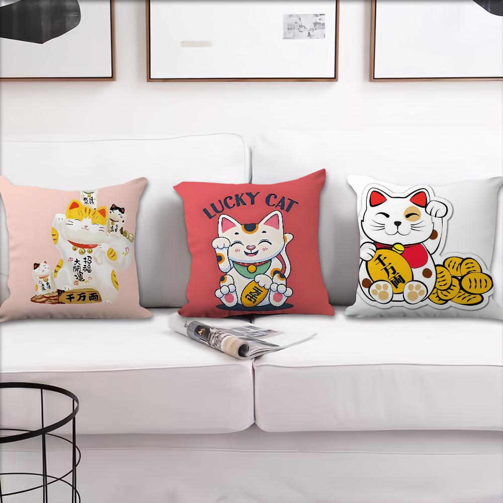 cushion cover Comfortable soft cat Pillow Japanse Case lucky for Sofa Living Room Home office Decor Protective Covers