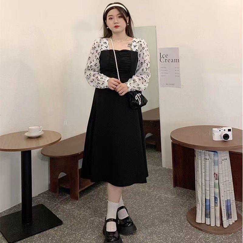 

Весенне-осеннее женское платье, большое свободное платье, темперамент, длинное платье, тонкая талия, длинный рукав, платье с квадратным вырезом M