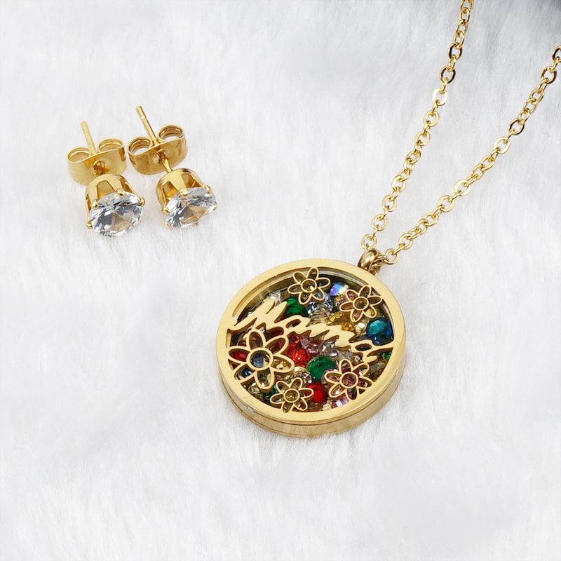 

18K Gold Titanium Steel Clavicle Chain Necklace & Earring Set 18K Gold