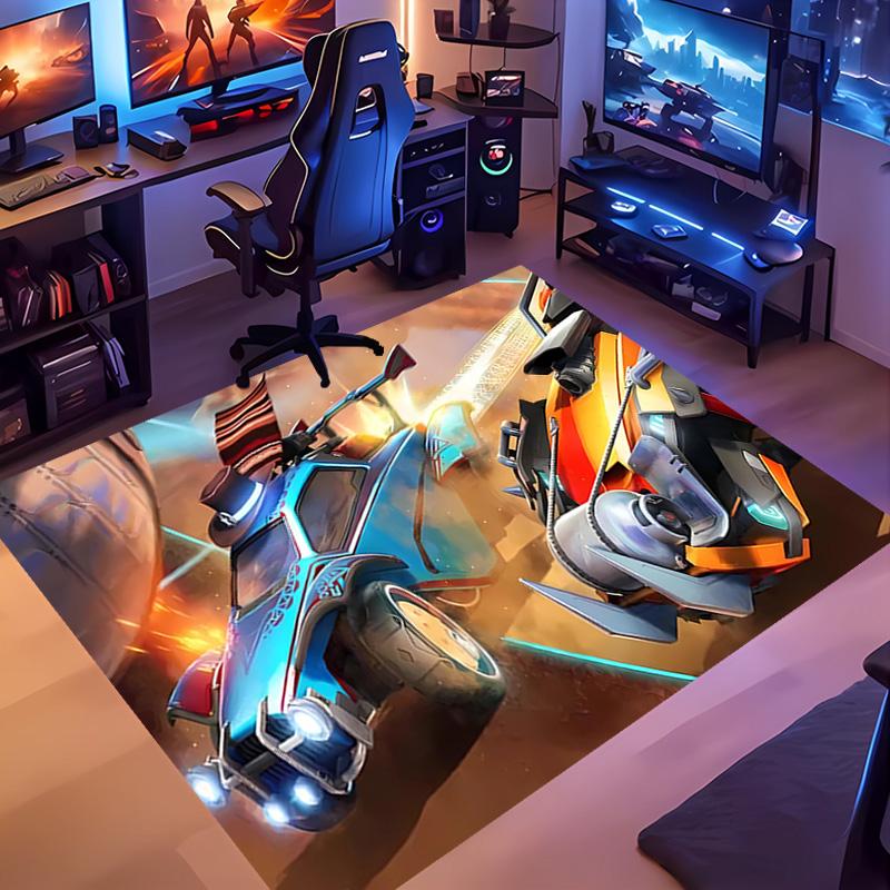 Game Rocket league -Themed Entrance Mat,Non-Slip Mat Area Rug,Room Decor,Outdoor Decor,Kitchen Rug,Doormat - Machine Washable,Easy to Clean