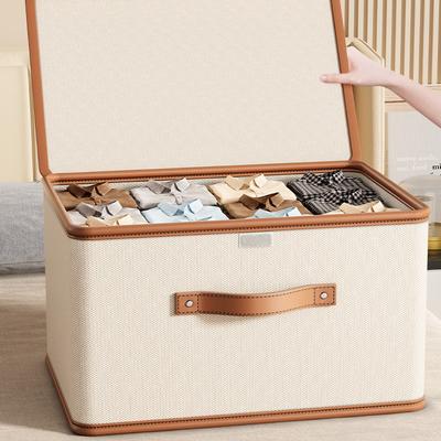 Oxford Cloth Storage Box Foldable Cotton Quilt, Clothing, Household Large Capacity Fabric Storage Basket Cloakroom Dustproof Sorting Box with Cover