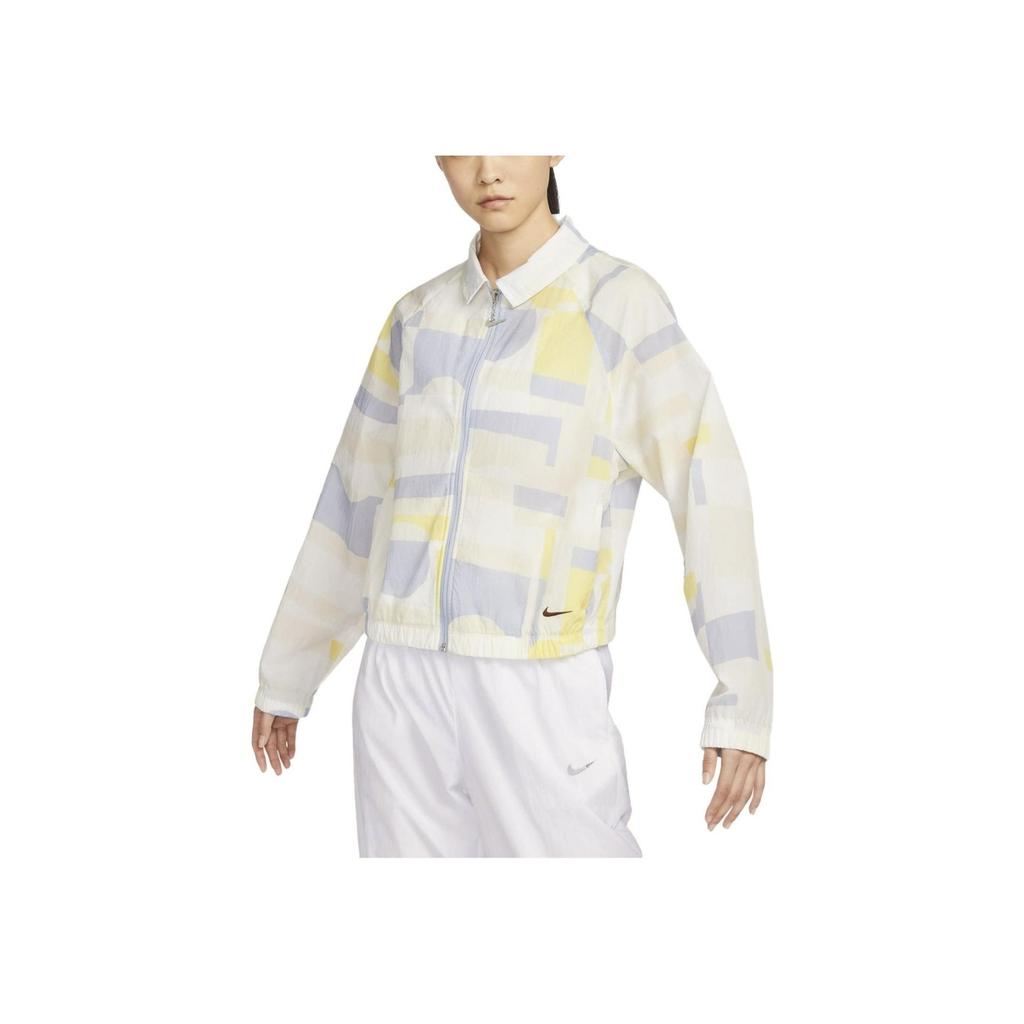 Nike Color-Block Pattern Zip-Up Long Sleeve Jacket Women Outerwear Vintage-Blue Grey FJ7711-133