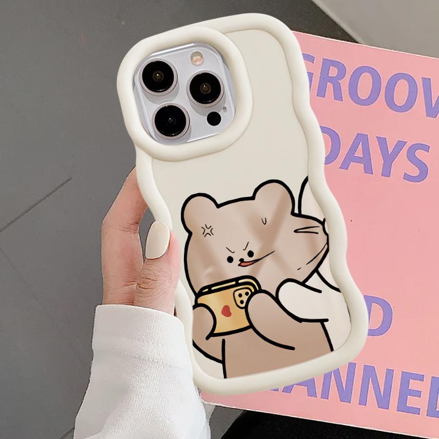 Couple Rabbits Bite Bear Soft Phone Cover Case for iPhone 16 Pro Max 8 14 13 12 11 15 Plus 17 Air XR