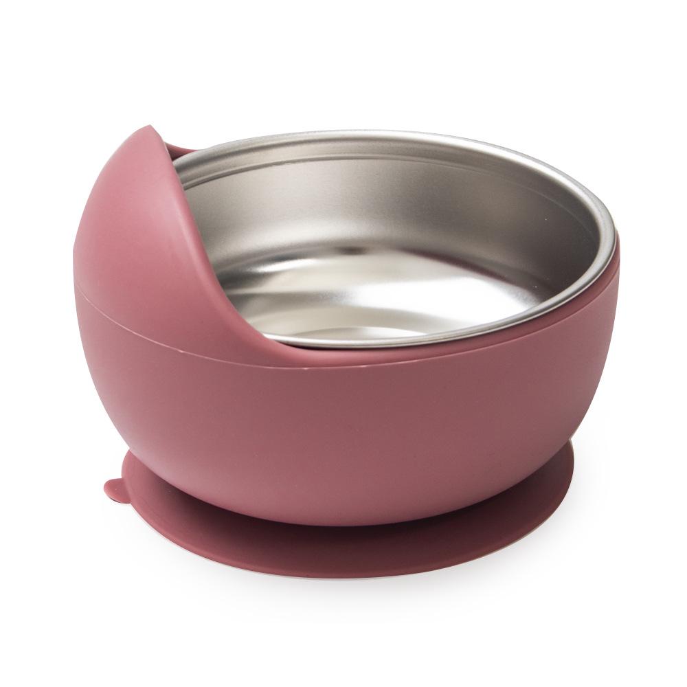 Edelstahl Kinder-Essgeschirr mit Anti-Rutsch-Silikon-Saugfuß & Besteck