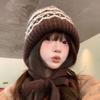 Fel Island Style Knitted Hat, Women, Winter, Balaclava Hat, Bag Dual-use, Warm, Plush Pile Yarn Hat