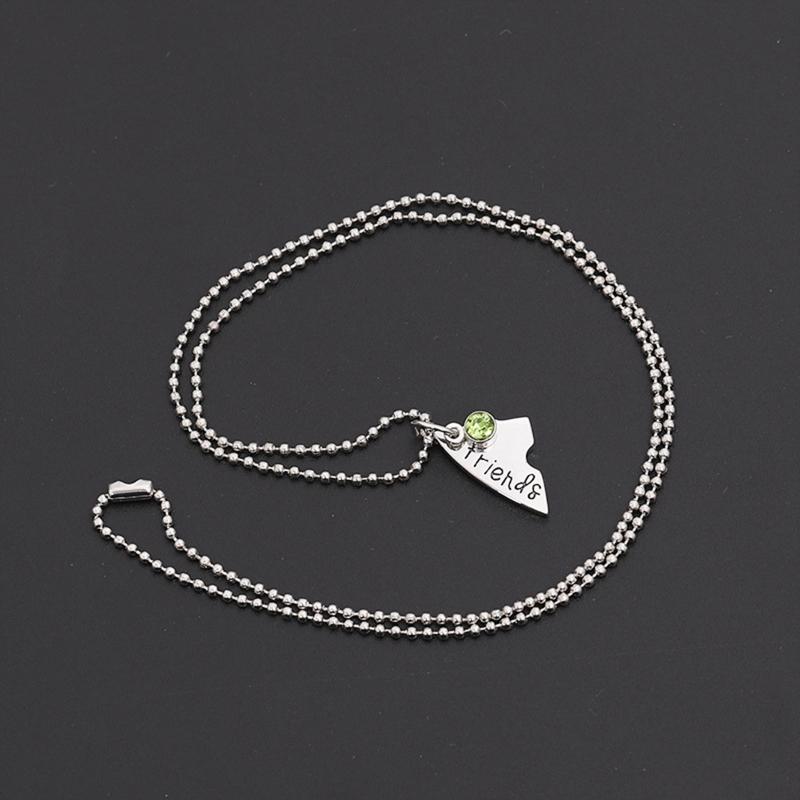 4 Pcs Best Friend Forever Splicing Necklaces Children's Cartoon Necklace Rhinestones Broken Heart Pendant Necklaces