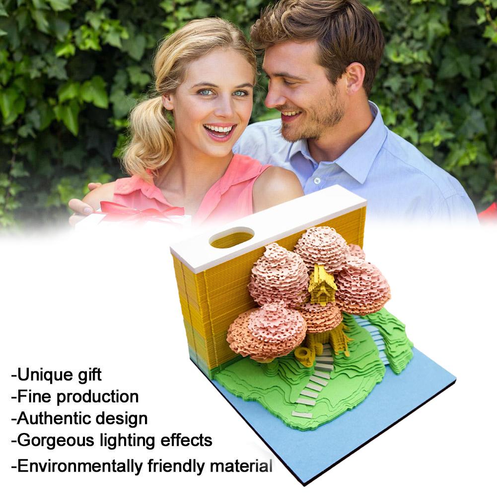 

3D креативный настольный блокнот для заметок, домик на дереве, блокнот для заметок, отрывной художественный блокнот для заметок, 3D художественный блокнот с резьбой по бумаге Q3E6