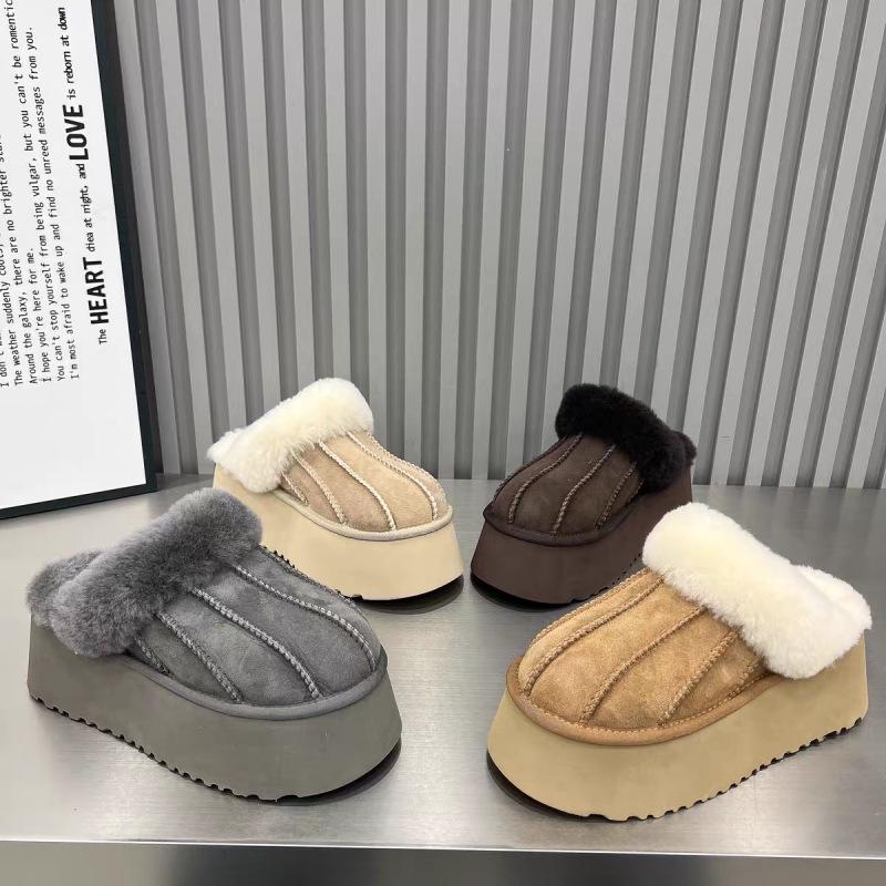 Winter-Schneestiefel neu matt aufgeschüttelt verdickt Fell integriert dicke Sohle Flaum schleppend warm Baumwolle