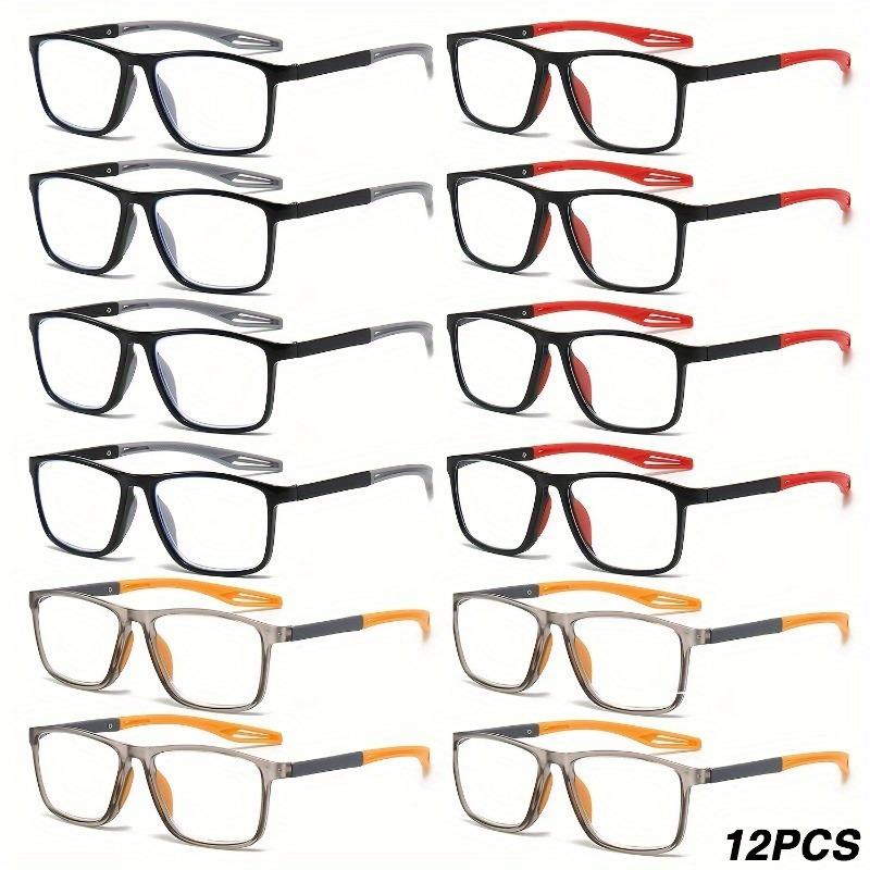 

12 шт. Простые квадратные очки для чтения с цветными оправами, легкие и портативные, подходят для использования в помещении, идеально подходят для обоих. 4.0