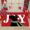 Cheerful Welcome Christmas Puppy Non-Slip Rug, Machine Washable Floor Mat for Living Room Bedroom Kitchen Entrance Home Decor