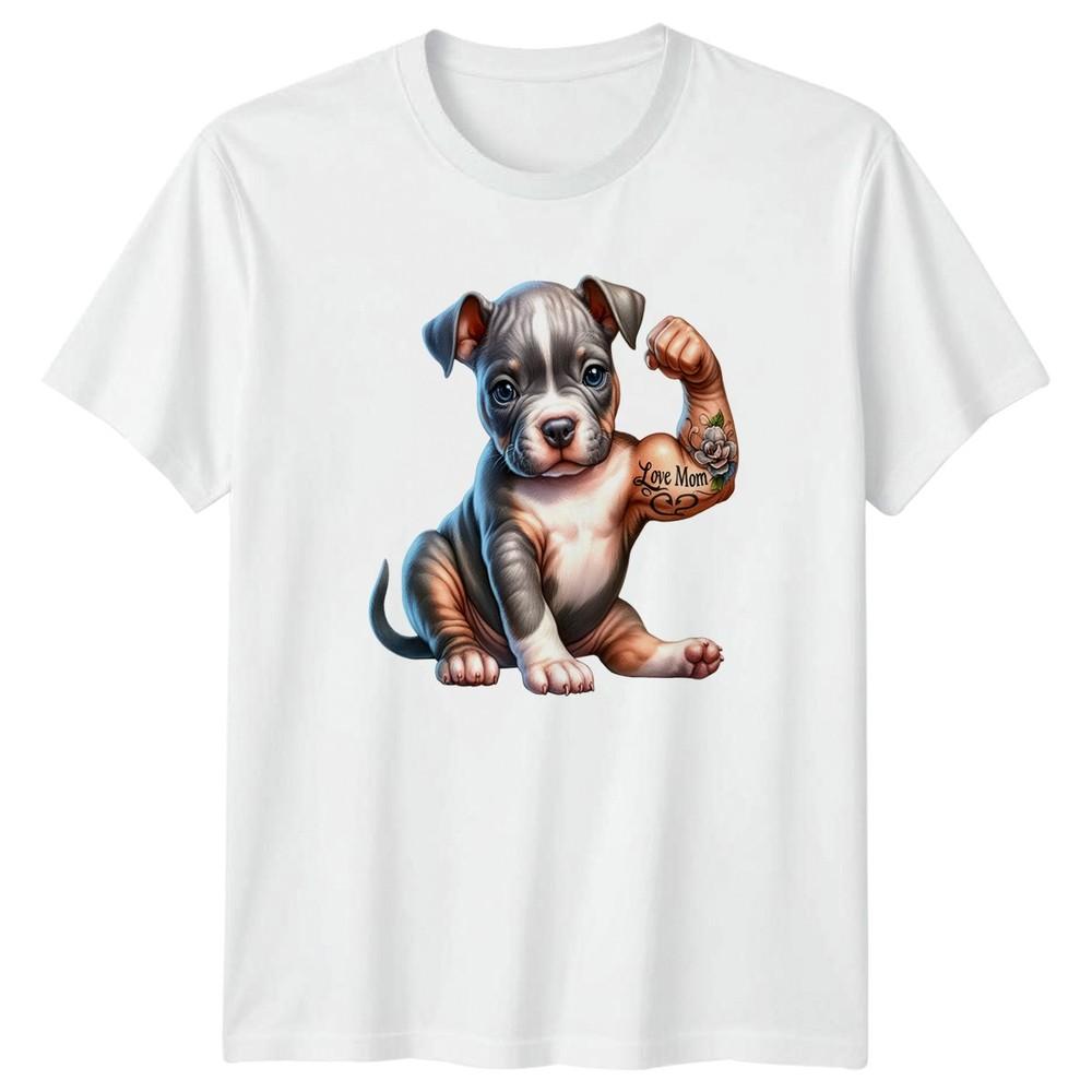 Love Mom Puppy Flexing Arm Mothers Day Dog Animals Unisexs Unisexs Graphic Tee S