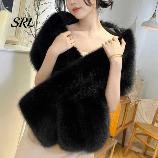Stylish Dress Shawl Women's Faux Fur Shawl, Plush Collar Scarf Wrap, Soft Solid Color Breathable Elegant Wrap for Women Colder Winter Warm Bridal
