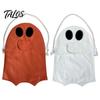 Trick or Treat Bucket Halloween Ghost Candy Bag for Kids, Cute Fabric Durable Holder Tote with Handle, Spooky Snack Goodie Bags Party Supplies