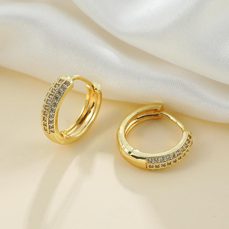 Huazi Style Zircon Stud Earrings for Women - Gold-Plated, Non-Fading Luxury Jewelry