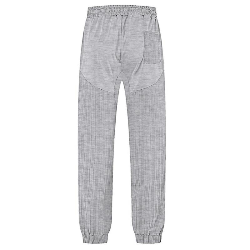 

Повседневные брюки Летние Простые Свободные Тонкие Спортивные На шнуровке С вставками Мужские спортивные штаны XXXL светло-серый