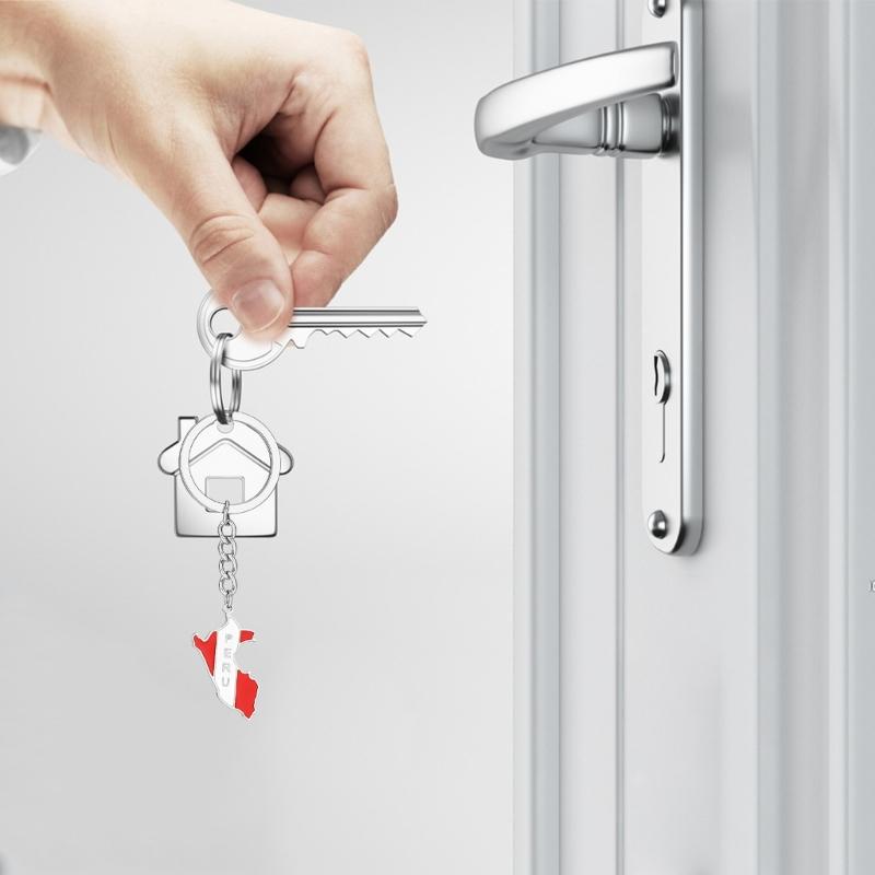 Handmade Peru Map Keychain Y2k Ornament Car Keyring Backpack Handbag Keyring